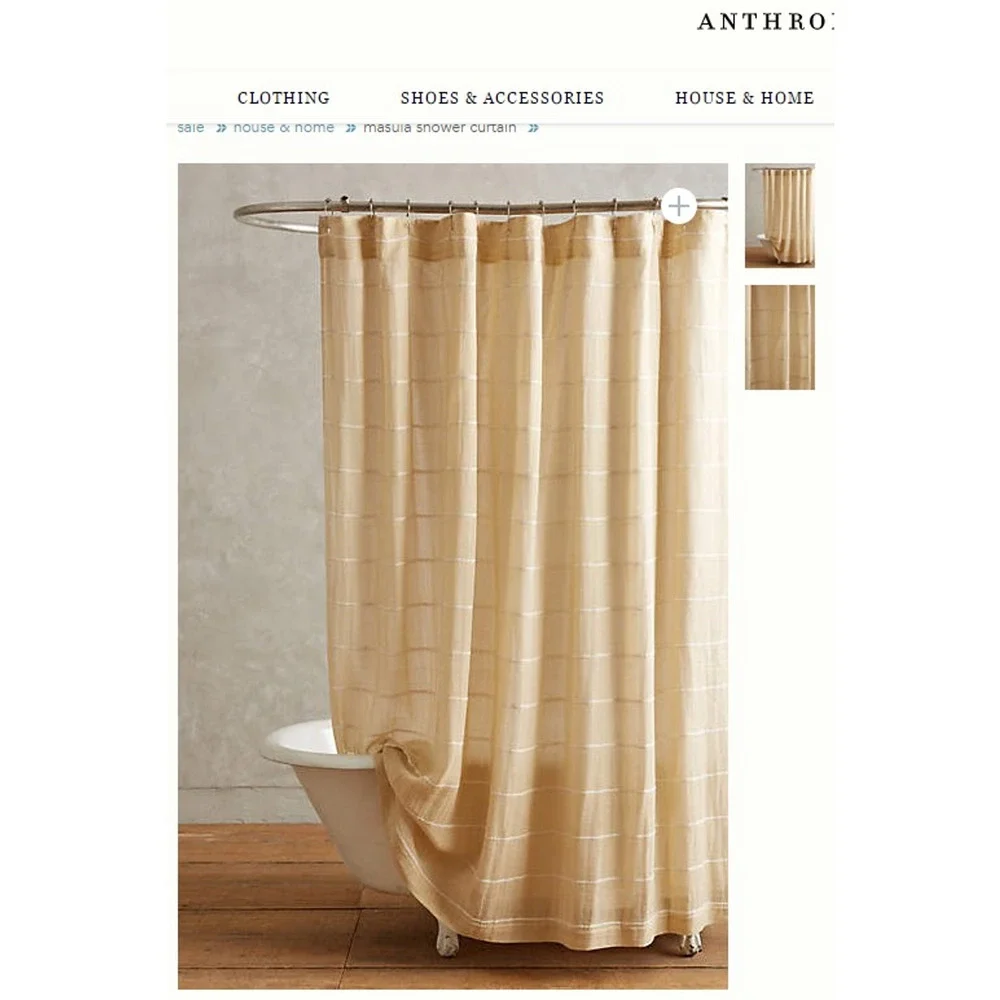 New ANTHROPOLOGIE Home Masula Green Glitter Bathroom Shower Curtain MALDIVES